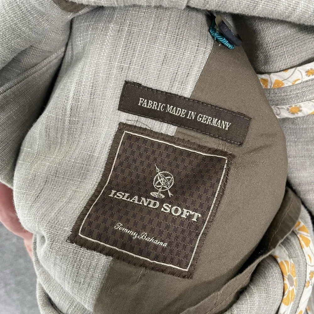 Tommy Bahama Island Soft Jacket Mens XL Beige Cotton Linen Overcoat Button Front